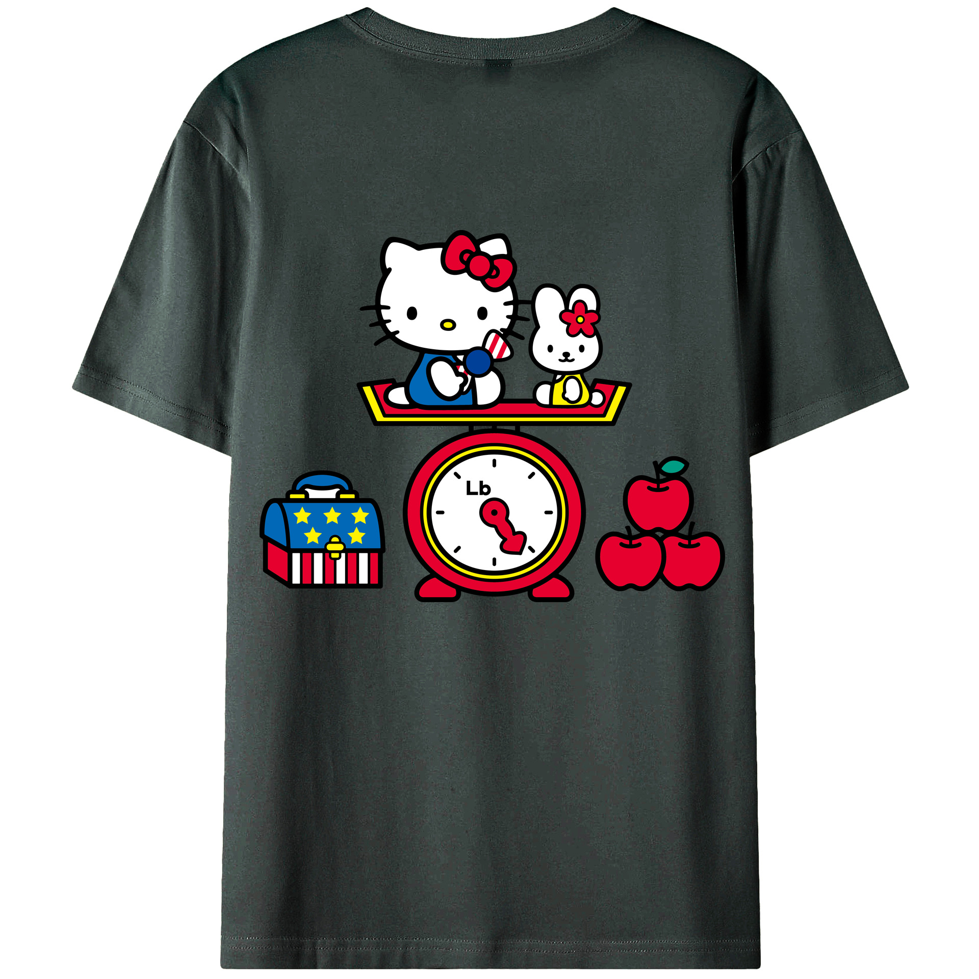 （画像用） Hello Kitty ハローキティ 綿100％ メンズ半袖Tシャツ（バックプリント） 通気性